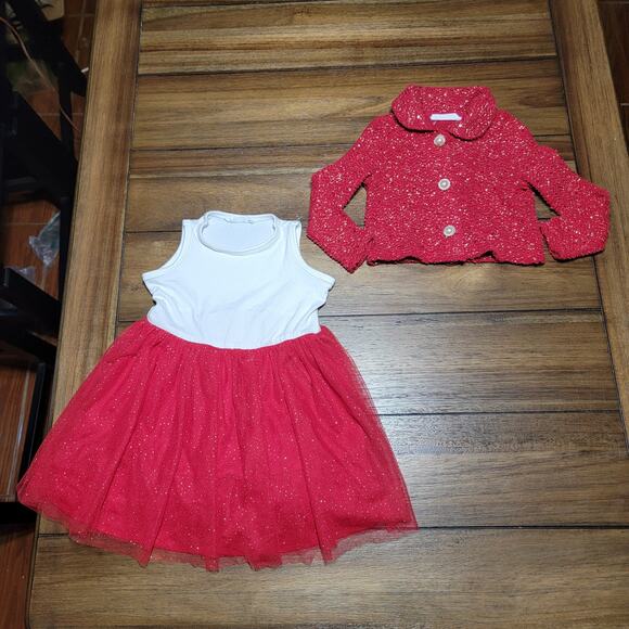 2Pc Beautees Toddler Sleeveless Dress w/ LS Full Button Matching Sweater-Size 2T - Picture 1 of 4